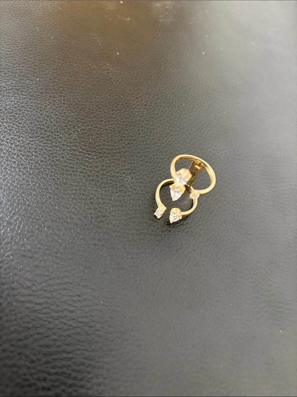 Gold Butterfly Open Ring with Cubic Zirconia Accents